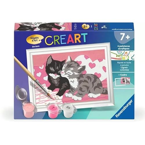 Ravensburger - CreArt Kids 8 x 12 cm – Kunstnummer – niedliche Kätzchen – Malen nach Zahlen – ab 7 Jahren – 25577 von Ravensburger