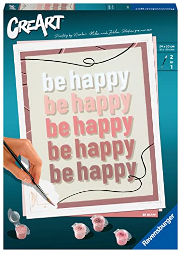 Ravensburger CreArt 23544 - Be Happy - Malen nach Zahlen Erwachsene, DIY Malset mit Pinsel und Acrylfarben, Geschenk für Frauen und Männer, Malen für Erwachsene von Ravensburger