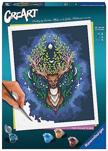 Ravensburger CreArt 23640 - Pixie Cold: Mystischer Hirsch - Malen nach Zahlen Erwachsene, DIY Malset mit Pinsel und Acrylfarben, Geschenk für Frauen und Männer, Malen für Erwachsene von Ravensburger