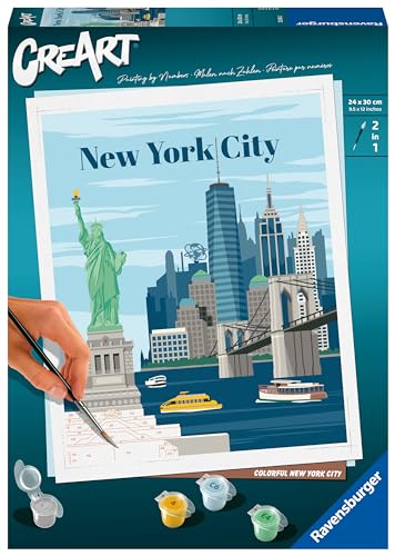 Ravensburger CreArt 23686 - Farbenfrohes New York City - Malen nach Zahlen Erwachsene, DIY Malset mit Pinsel und Acrylfarben, Geschenk für Frauen und Männer, Malen für Erwachsene von Ravensburger