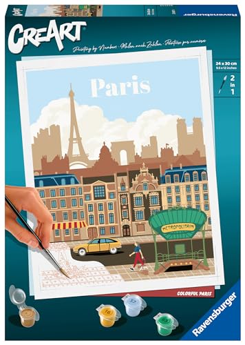 Ravensburger CreArt 23687 - Farbenfrohes Paris - Malen nach Zahlen Erwachsene, DIY Malset mit Pinsel und Acrylfarben, Geschenk für Frauen und Männer, Malen für Erwachsene Ravensburger CreArt 23687 - Farbenfrohes Paris - Malen nach Zahlen Erwachsene, DIY Malset mit Pinsel und Acrylfarben, Geschenk für Frauen und Männer, Malen für Erwachsene von Ravensburger