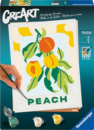 Ravensburger CreArt 25517 - Pfirsiche - Malen nach Zahlen Erwachsene, DIY Malset mit Pinsel und Acrylfarben, Geschenk für Frauen und Männer, Malen für Erwachsene von Ravensburger