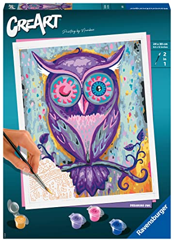 Ravensburger CreArt 28990 - Träumende Eule - Malen nach Zahlen Erwachsene, DIY Malset mit Pinsel und Acrylfarben, Geschenk für Frauen und Männer, Malen für Erwachsene Ravensburger CreArt 28990 - Träumende Eule - Malen nach Zahlen Erwachsene, DIY Malset mit Pinsel und Acrylfarben, Geschenk für Frauen und Männer, Malen für Erwachsene von Ravensburger