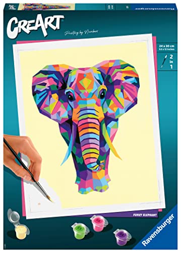 Ravensburger CreArt 28995 - Funky Elefant - Malen nach Zahlen Erwachsene, DIY Malset mit Pinsel und Acrylfarben, Geschenk für Frauen und Männer, Malen für Erwachsene Ravensburger CreArt 28995 - Funky Elefant - Malen nach Zahlen Erwachsene, DIY Malset mit Pinsel und Acrylfarben, Geschenk für Frauen und Männer, Malen für Erwachsene von Ravensburger