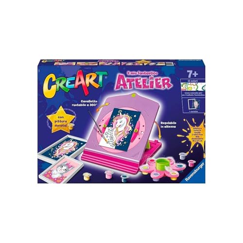 Ravensburger CreArt Mein fantastischer Atelier, Malen nach Zahlen, Malset für Kinder, Lernspiel 7+ Jahre, Thema Einhörner, mit verstellbarer Staffelei, 18 x 24 cm Ravensburger CreArt Mein fantastischer Atelier, Malen nach Zahlen, Malset für Kinder, Lernspiel 7+ Jahre, Thema Einhörner, mit verstellbarer Staffelei, 18 x 24 cm von Ravensburger
