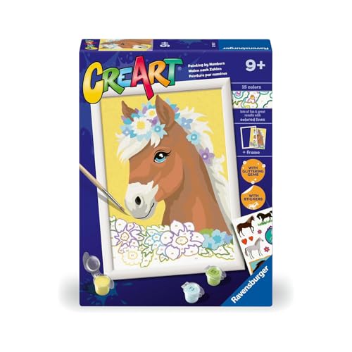 Ravensburger CreArt Serie D: Pferd zwischen Blumen, Malen nach Zahlen, Malset für Kinder, inklusive Rahmen, pädagogisches und kreatives Spiel, Geschenkidee für Kinder ab 9 Jahren, 18 x 24 cm Ravensburger CreArt Serie D: Pferd zwischen Blumen, Malen nach Zahlen, Malset für Kinder, inklusive Rahmen, pädagogisches und kreatives Spiel, Geschenkidee für Kinder ab 9 Jahren, 18 x 24 cm von Ravensburger