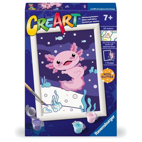 Ravensburger - CreArt Serie E: Axolotl, Malen nach Zahlen, Malset für Kinder, inklusive Rahmen, pädagogisches und kreatives Spiel, Geschenkidee für Kinder ab 7 Jahren, 13 x 18 cm Ravensburger - CreArt Serie E: Axolotl, Malen nach Zahlen, Malset für Kinder, inklusive Rahmen, pädagogisches und kreatives Spiel, Geschenkidee für Kinder ab 7 Jahren, 13 x 18 cm von Ravensburger
