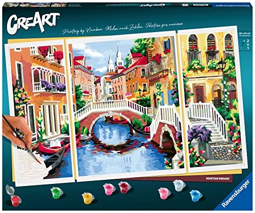 Ravensburger CreArt 20135 - Venezianische Träume - Triptychon Malen nach Zahlen Erwachsene, DIY Malset mit Pinsel und Acrylfarben, Geschenk für Frauen und Männer, Malen für Erwachsene von Ravensburger