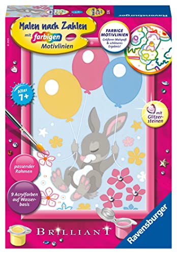 Ravensburger CreArt 20294 - Fliegendes Häschen - Malen nach Zahlen für Kinder ab 7 Jahre, Malset mit Rahmen, Pinsel und Acrylfarben, Geschenk für Mädchen und Jungen, mit Glitzer Ravensburger CreArt 20294 - Fliegendes Häschen - Malen nach Zahlen für Kinder ab 7 Jahre, Malset mit Rahmen, Pinsel und Acrylfarben, Geschenk für Mädchen und Jungen, mit Glitzer von Ravensburger