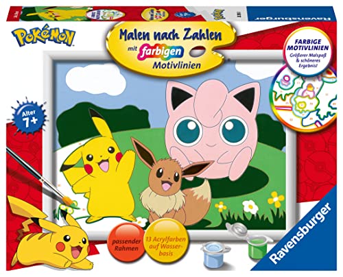 Ravensburger Malen nach Zahlen 20298 - Pokémon Abenteuer - Malen nach Zahlen für Kinder ab 7 Jahren von Ravensburger