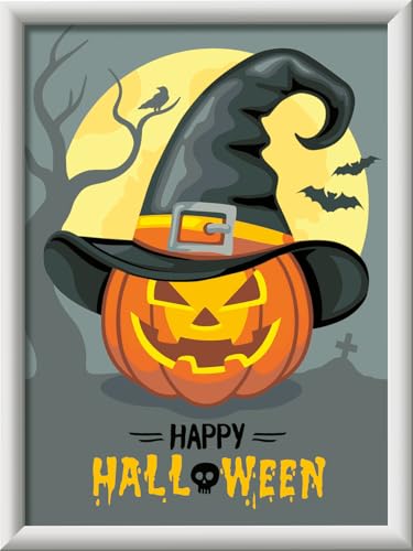 Ravensburger CreArt 23601 - Happy Halloween - Malen nach Zahlen Halloween für Kinder ab 9 Jahre, Malset mit Rahmen, Pinsel und Acrylfarben, Geschenk für Mädchen und Jungen von Ravensburger