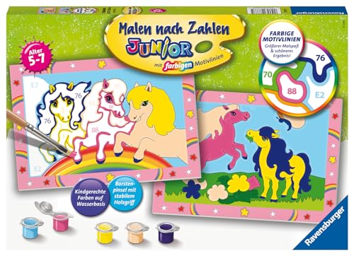 Ravensburger Malen nach Zahlen 27773 - Süße Ponys -Malen nach Zahlen für Kinder 5-7 Jahren von Ravensburger