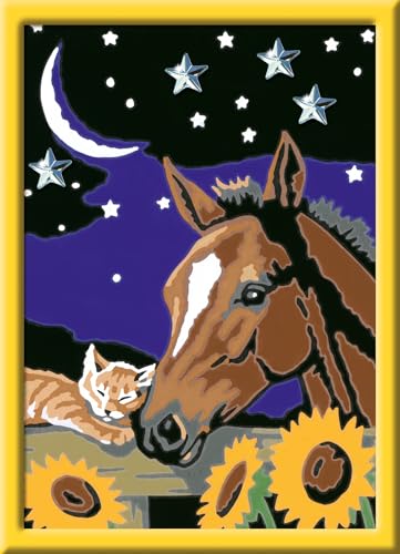 Ravensburger CreArt 27838 - Tiefe Freundschaft - Malen nach Zahlen Pferd und Katze ab 7 Jahre, Malset mit Rahmen, Pinsel und Acrylfarben, Geschenk für Mädchen und Jungen, mit Glitzer von Ravensburger