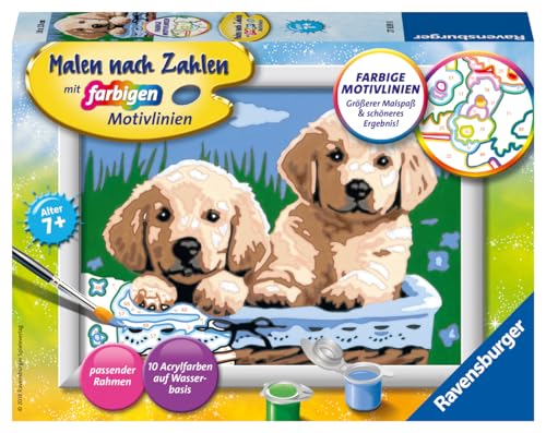 Ravensburger CreArt 27839 - Süße Hundewelpen - Malen nach Zahlen Hunde für Kinder ab 7 Jahre, Ostergeschenke Kinder 7 Jahre, Kleines Geschenk zu Ostern Ravensburger CreArt 27839 - Süße Hundewelpen - Malen nach Zahlen Hunde für Kinder ab 7 Jahre, Ostergeschenke Kinder 7 Jahre, Kleines Geschenk zu Ostern von Ravensburger