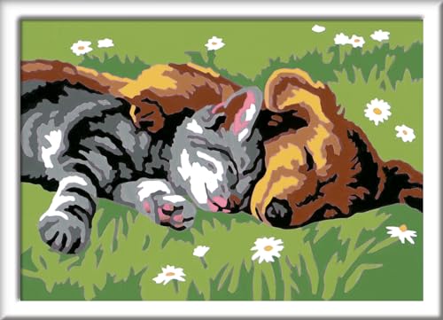 Ravensburger CreArt 28015 - Tiefer Schlaf - Malen nach Zahlen Hund und Katze für Kinder ab 7 Jahre, Malset mit Rahmen, Pinsel und Acrylfarben, Geschenk für Mädchen und Jungen Ravensburger CreArt 28015 - Tiefer Schlaf - Malen nach Zahlen Hund und Katze für Kinder ab 7 Jahre, Malset mit Rahmen, Pinsel und Acrylfarben, Geschenk für Mädchen und Jungen von Ravensburger