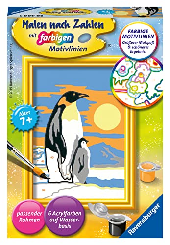 Ravensburger Malen nach Zahlen 28466 - Süße Pinguine - Kinder ab 7 Jahren, Mittel von Ravensburger