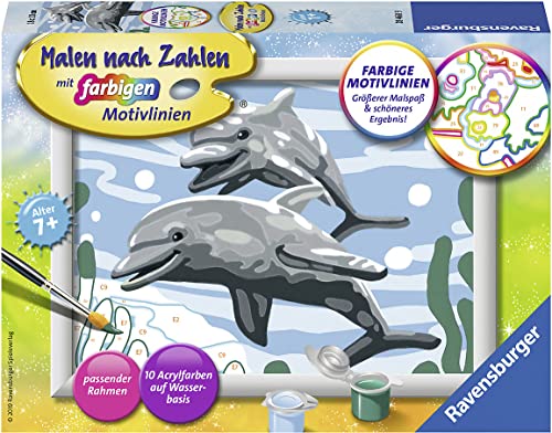 Ravensburger Malen nach Zahlen 28468 - Freundliche Delfine - für Kinder ab 7 Jahren von Ravensburger