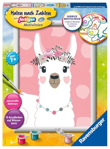 Ravensburger CreArt 28514 - No Drama Lama - Malen nach Zahlen für Kinder ab 7 Jahre, Malset mit Rahmen, Pinsel und Acrylfarben, Geschenk für Mädchen und Jungen von Ravensburger