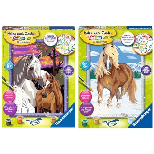 Ravensburger Malen nach Zahlen 28568 - Pferde im Sonnenuntergang - für Kinder ab 9 Jahren & Malen nach Zahlen 28780 - Haflinger im Schnee Kinder ab 9 Jahren Ravensburger Malen nach Zahlen 28568 - Pferde im Sonnenuntergang - für Kinder ab 9 Jahren & Malen nach Zahlen 28780 - Haflinger im Schnee Kinder ab 9 Jahren von Ravensburger