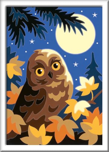 Ravensburger CreArt 28697 - Eule im Mondschein - Malen nach Zahlen ab 7 Jahre, Malset mit Rahmen, Pinsel und Acrylfarben, Geschenk für Mädchen und Jungen, Leuchtet im Dunkeln von Ravensburger