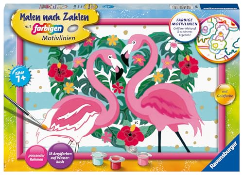 Ravensburger Malen nach Zahlen 28782 - Liebenswerte Flamingos Kinder, Mittel von Ravensburger
