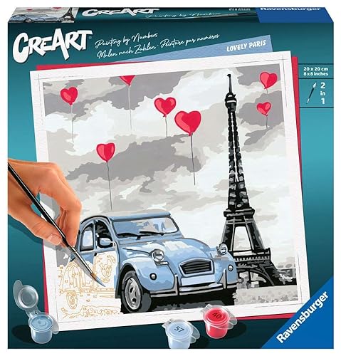 Ravensburger CreArt 28996 - Liebe in Paris - Malen nach Zahlen Erwachsene, DIY Malset mit Pinsel und Acrylfarben, Geschenk für Frauen und Männer, Malen für Erwachsene von Ravensburger