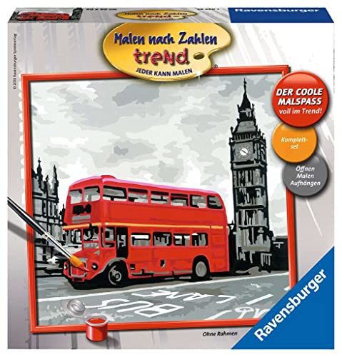 Ravensburger 28460 - Malen nach Zahlen Erwachsene London - DIY Malen nach Zahlen für Erwachsene und Kinder ab 12 Jahren, Malset mit Leinwand und Pinsel, Silver, Mittel von Ravensburger