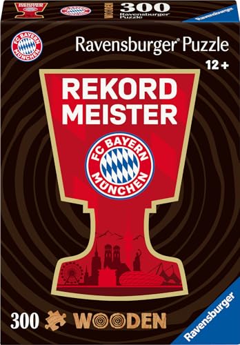 Ravensburger Wooden Puzzle 12001342 - FC Bayern München - 300 Teile Kontur-Holzpuzzle mit stabilen, individuellen Puzzleteilen und 25 kleinen Holzfiguren = Whimsies, für FC Bayern Fans ab 12 Jahren Ravensburger Wooden Puzzle 12001342 - FC Bayern München - 300 Teile Kontur-Holzpuzzle mit stabilen, individuellen Puzzleteilen und 25 kleinen Holzfiguren = Whimsies, für FC Bayern Fans ab 12 Jahren von Ravensburger