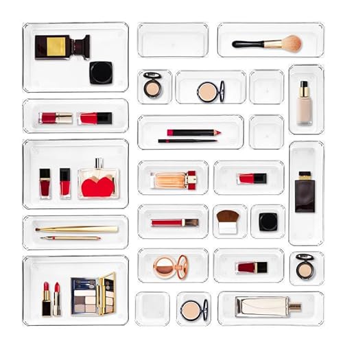 Ravinte 25 Stücke Schubladen Ordnungssystem mit 4 Größe, Klare Acryl-Aufbewahrungsbehälter mit Anti-Rutsch-Pads, Vielseitige Schreibtischablage für Make-up, Schmuck, Küche, Bad und Büro Organisation Ravinte 25 Stücke Schubladen Ordnungssystem mit 4 Größe, Klare Acryl-Aufbewahrungsbehälter mit Anti-Rutsch-Pads, Vielseitige Schreibtischablage für Make-up, Schmuck, Küche, Bad und Büro Organisation von Ravinte