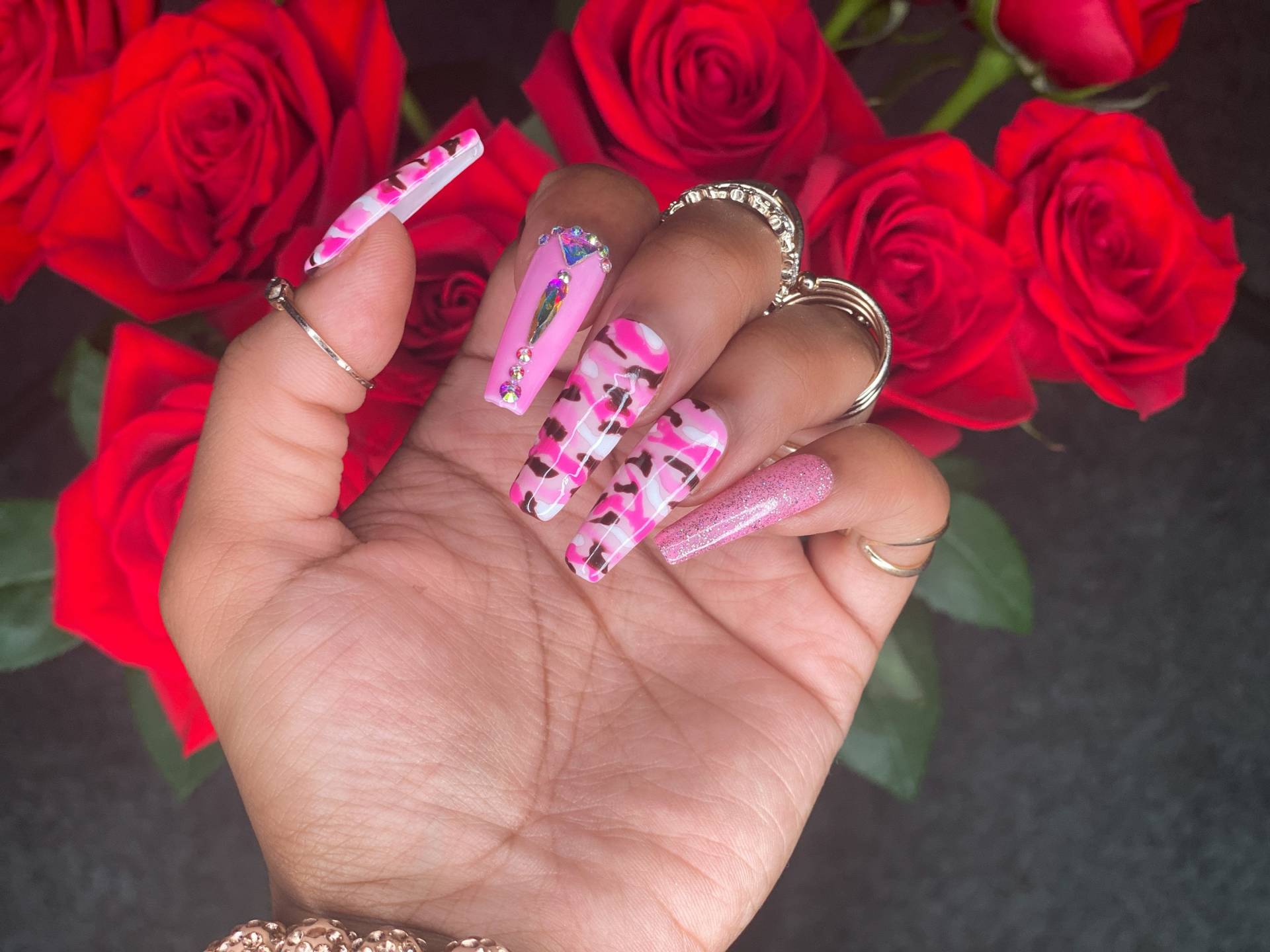 Camo Press On Nails | Pink Glam von RawTrendzBoutique