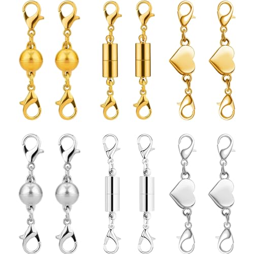 Verschlüsse für Armbänder Magnetverschluss Kette, 12 Stück Armband Verschluss Magnetverschluss, Kettenverschluss Herz Ball Zylinder, Armbandverschlüsse für Halsketten Schmuckherstellung (Silber&Gold) Verschlüsse für Armbänder Magnetverschluss Kette, 12 Stück Armband Verschluss Magnetverschluss, Kettenverschluss Herz Ball Zylinder, Armbandverschlüsse für Halsketten Schmuckherstellung (Silber&Gold) von RawWeFactic
