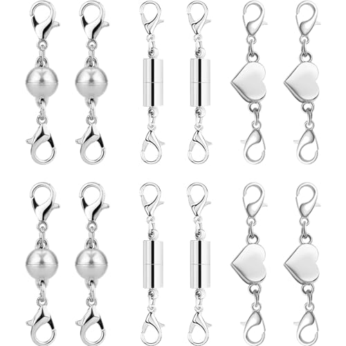 Verschlüsse für Armbänder Magnetverschluss Kette, 12 Stück Armband Verschluss Magnetverschluss, Kettenverschluss Herz Ball Zylinder, Armbandverschlüsse für Halsketten Schmuckherstellung (Silber) Verschlüsse für Armbänder Magnetverschluss Kette, 12 Stück Armband Verschluss Magnetverschluss, Kettenverschluss Herz Ball Zylinder, Armbandverschlüsse für Halsketten Schmuckherstellung (Silber) von RawWeFactic