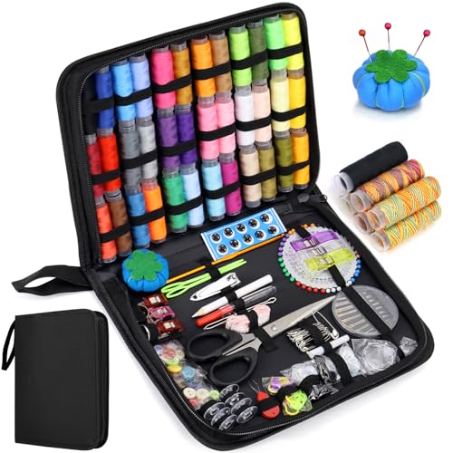 Raxfekro Nähset mit Nähzubehör Aufbewahrung Nähgarn Set Sewing Kit Grundausstattung, Nähnadeln Nähutensilien Nadel und Faden mit 230 PCS für Zuhause und Reise (26 * 19.5 * 4CM) von Raxfekro