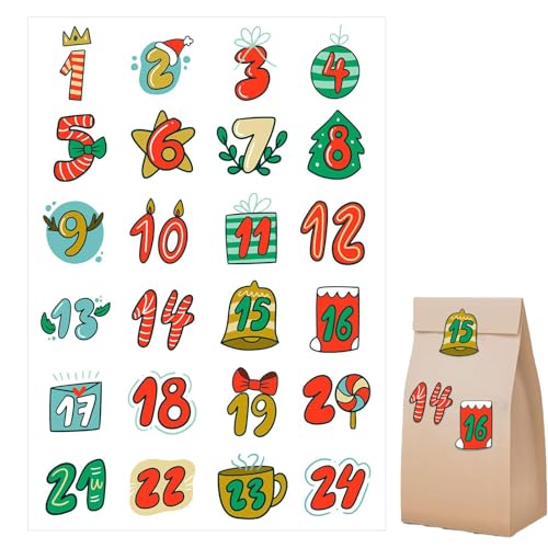 Aufkleber für Umschläge für Weihnachtskarten mit Rückenkonto – 24 Etiketten zum Versiegeln von Weihnachtskarten | Digitale Aufkleber für Weihnachtskalender "Advent of Christmas", einfach zu montieren Aufkleber für Umschläge für Weihnachtskarten mit Rückenkonto – 24 Etiketten zum Versiegeln von Weihnachtskarten | Digitale Aufkleber für Weihnachtskalender "Advent of Christmas", einfach zu montieren von Raxove