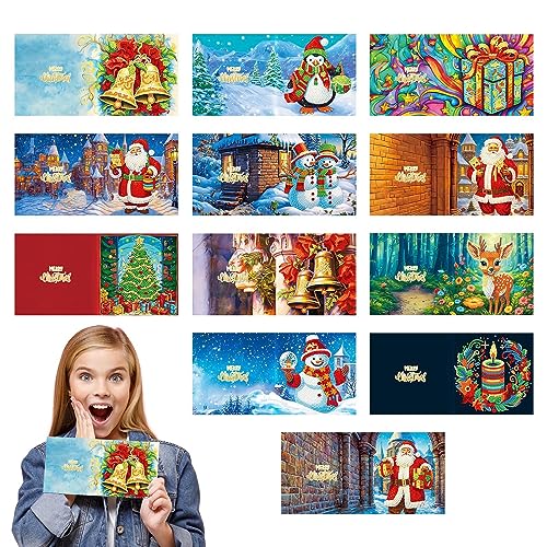 Handgefertigte Weihnachtskarten – Neuheit Kit zum Erstellen von Karten mit Weihnachtselementen, 12 Weihnachtskarten für Kinder und Erwachsene, Mädchen und Handgefertigte Weihnachtskarten – Neuheit Kit zum Erstellen von Karten mit Weihnachtselementen, 12 Weihnachtskarten für Kinder und Erwachsene, Mädchen und von Raxove