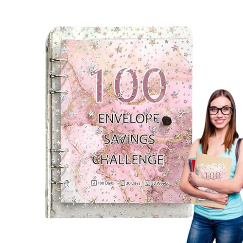 Herausforderungsmappe mit 100 Umschlägen, Sparbuch für Umschläge, Budgetmappe 5, um Geld zu sparen, Geldsparmappe zum Planen und Sparen von Raxove