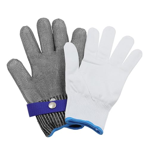 Raxove Metallhandschuhe aus Edelstahl, Sicherheits-Arbeitshandschuhe aus Netzstoff, schnittfeste Küchenhandschuhe mit weißen Nylonhandschuhen, hygienische Arbeitshandschuhe Raxove Metallhandschuhe aus Edelstahl, Sicherheits-Arbeitshandschuhe aus Netzstoff, schnittfeste Küchenhandschuhe mit weißen Nylonhandschuhen, hygienische Arbeitshandschuhe von Raxove