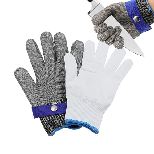 Raxove Metallhandschuhe aus Edelstahlgeflecht, Sicherheits-Arbeitshandschuhe aus Netzstoff | Schnittfeste Küchenhandschuhe mit weißen Nylonhandschuhen - schnittfeste Handschuhe langlebig Raxove Metallhandschuhe aus Edelstahlgeflecht, Sicherheits-Arbeitshandschuhe aus Netzstoff | Schnittfeste Küchenhandschuhe mit weißen Nylonhandschuhen - schnittfeste Handschuhe langlebig von Raxove