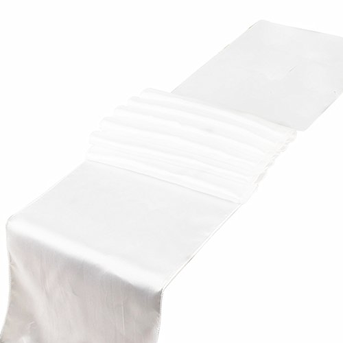 raylinedo® 10 Stück 30,5 x 274,3 cm Satin Tischläufer für Hochzeit Party Bankett Tisch Brautschmuck Dekoration, weiß, 1 von RayLineDo
