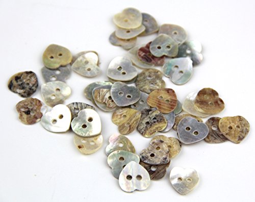 Herzknöpfe aus Perlmutt, Gelb, 50 Stück Zarte natürliche Muschel, ca. 12 mm, Lochgröße: 1-2 mm, Stärke: 1,2 mm Herzknöpfe aus Perlmutt, Gelb, 50 Stück Zarte natürliche Muschel, ca. 12 mm, Lochgröße: 1-2 mm, Stärke: 1,2 mm von RayLineDo