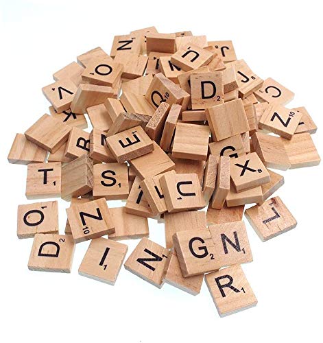 RAYLINEDO Holzfliesen, Buchstaben, Alphabet, Zahlen, Basteln, englische Wörter, Großbuchstaben, gemischt, 100 Stück von RayLineDo