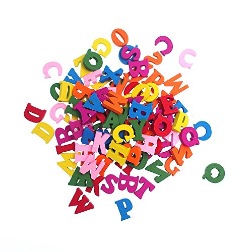 raylinedo® 100 Holz Großbuchstaben verschiedenen Farben Knöpfe Anhänger DIY Craft Kleidung Decor von RayLineDo