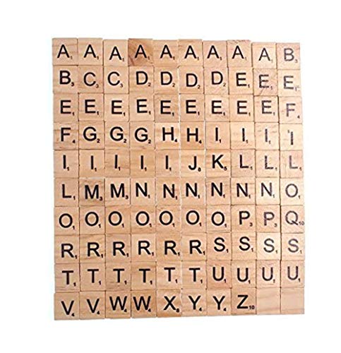 RayLineDo 200 stücke Holz Scrabble Fliesen Buchstaben Alphabet Scrabbles Anzahl Handwerk Englisch Wörter behoben von RayLineDo