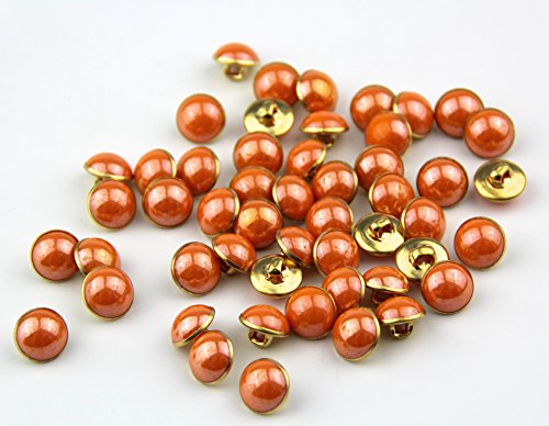RayLineDo 25 Stück Perlen-orangefarbene Halb-Harz-Kuppelkappen, Kupferbasis, Basteln, Nähen, DIY Knöpfe, 13 mm von RayLineDo
