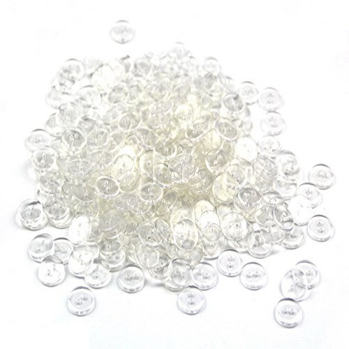 RayLineDo Packung mit 100 transparenten, zarten Kunststoff-Knöpfen, rund, 2 Löcher, ca. 12 mm, Lochgröße: 1 mm, Dicke: 2 mm RayLineDo Packung mit 100 transparenten, zarten Kunststoff-Knöpfen, rund, 2 Löcher, ca. 12 mm, Lochgröße: 1 mm, Dicke: 2 mm von RayLineDo