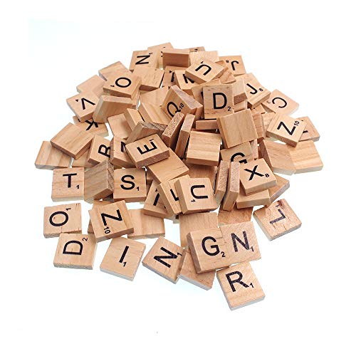 RayLineDo Scrabble-Spielsteine aus Holz, Buchstaben, Alphabet, Scrabbles, Zahlen, zum Basteln, englische Wörter, Großbuchstaben, gemischt, 200 Stück von RayLineDo