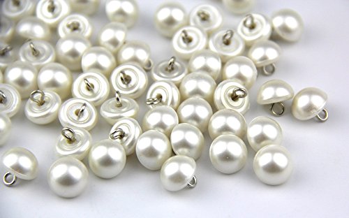 Weiße Perlen, halbe Perlenkappen, 200 Stück, 10 mm, mit Metallöse, für Kunsthandwerk, Hobby, Nähen, Kleidung und Schals von RayLineDo