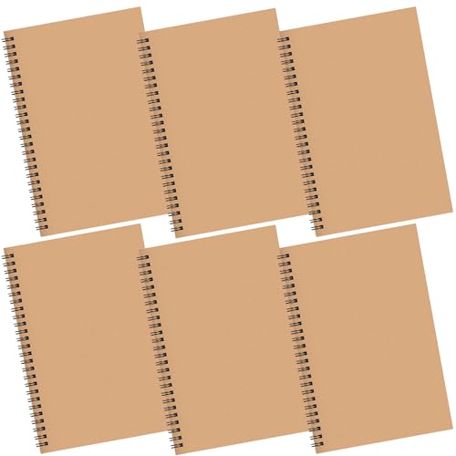 Rayconup Notizbuch A5, 6 Pack Collegeblock A5 Kariert, 120 Seite 60 Blatt Notizblock Notizheft, Kraft Cover Wirebound Spiralblock Notizbuch Liniert für Schule, Studium, Büro verwenden von Rayconup