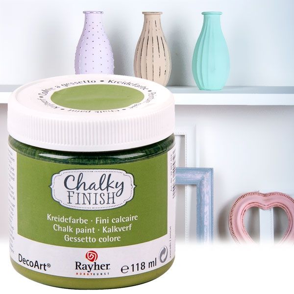 Chalky Finish Kreidefarbe Avocado, samtartige Optik, 118ml, vielseitig einsetzbar von Rayher Hobby GmbH