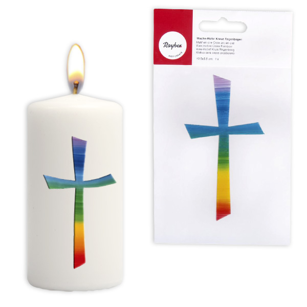 Kreuz aus Wachs, regenbogenfarben, 10,5cm x 5,5cm Kreuz aus Wachs, regenbogenfarben, 10,5cm x 5,5cm von Rayher Hobby GmbH